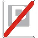 Znak drogowy kończący strefę płatnego parkowania